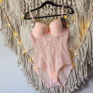 NWT Pink Lace Push Up Teddy